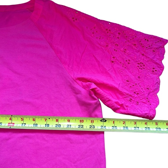 Chico's Woman’s Pink Blouse Top Lace Sleeve Size 3 / XL - Picture 6 of 9